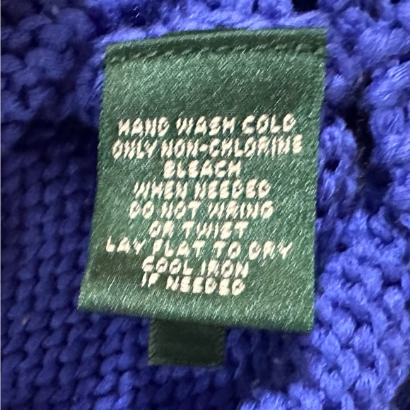 Lauren Ralph Lauren Royal Blue Open Knit Heavy Crewneck Sweater, Women’s Medium - Picture 4 of 7